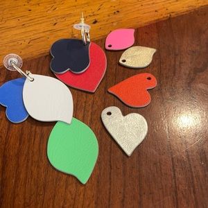 Reversible gold hoop earrings, faux leather drops convertible Stella & Dot